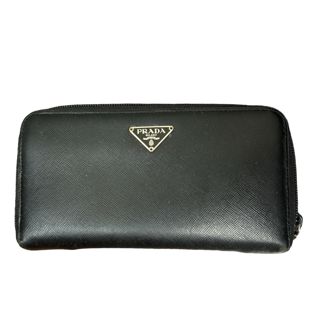 LousinPrada Zippy Long Wallet in Black Saffiano Leather